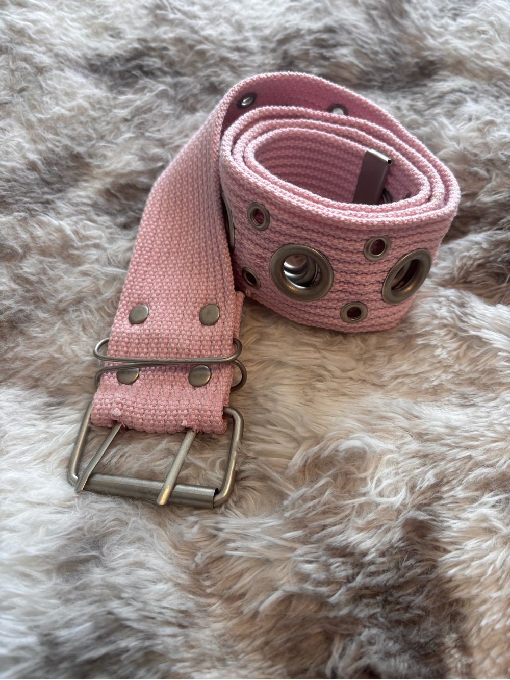 Pink Grommet Canvas Belt - Women's Accessory